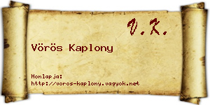 Vörös Kaplony névjegykártya